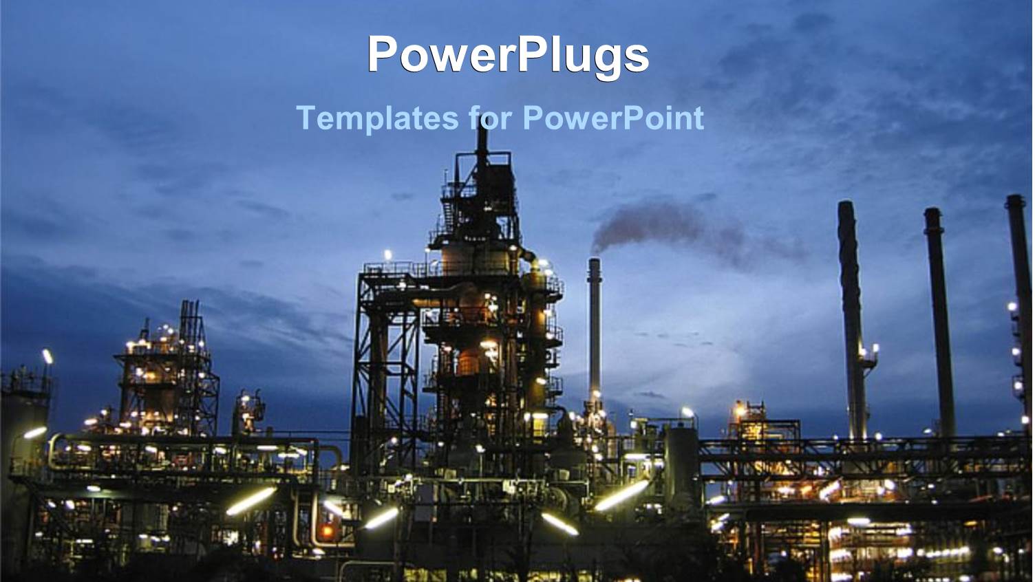 Oil Plant at Night, Oil Industry Depiction in Night Scenery