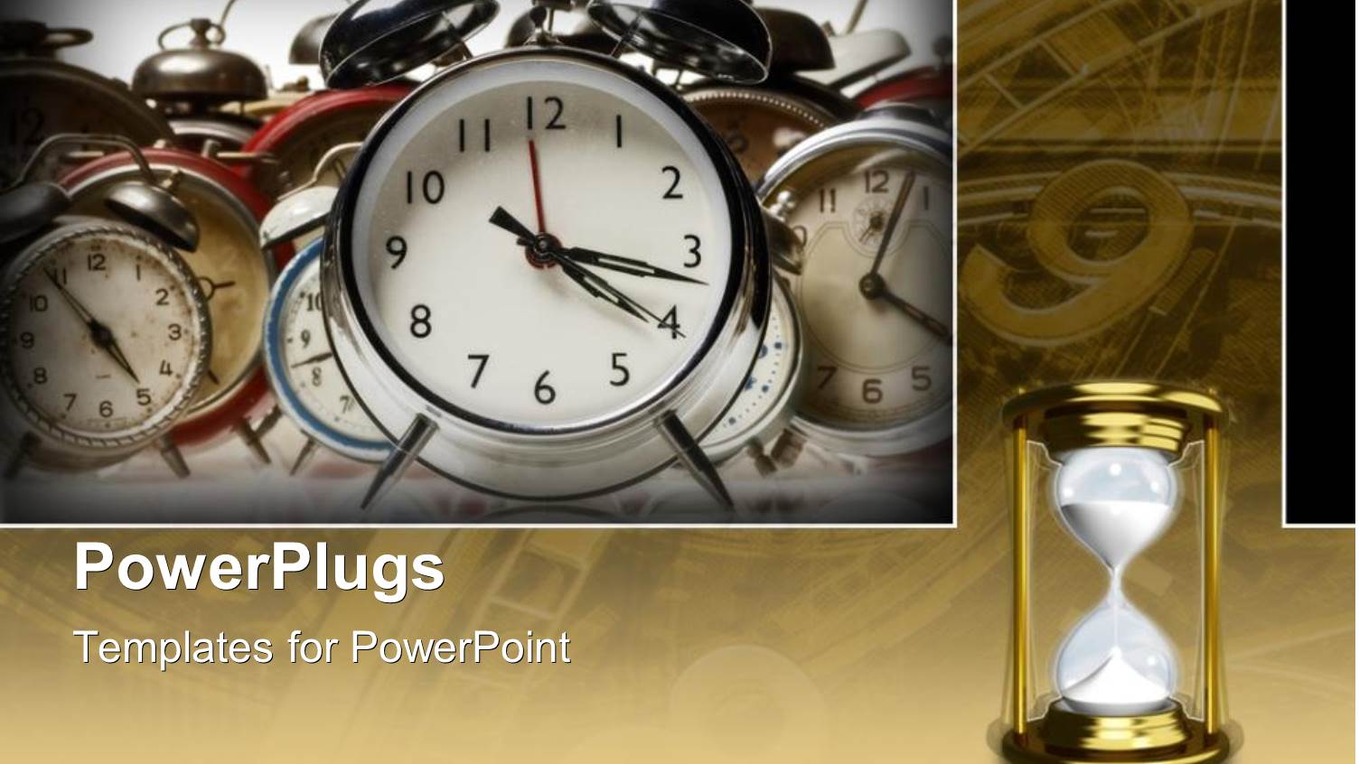 Old Clocks and Hourglass Symbolize Time Passing Past Future