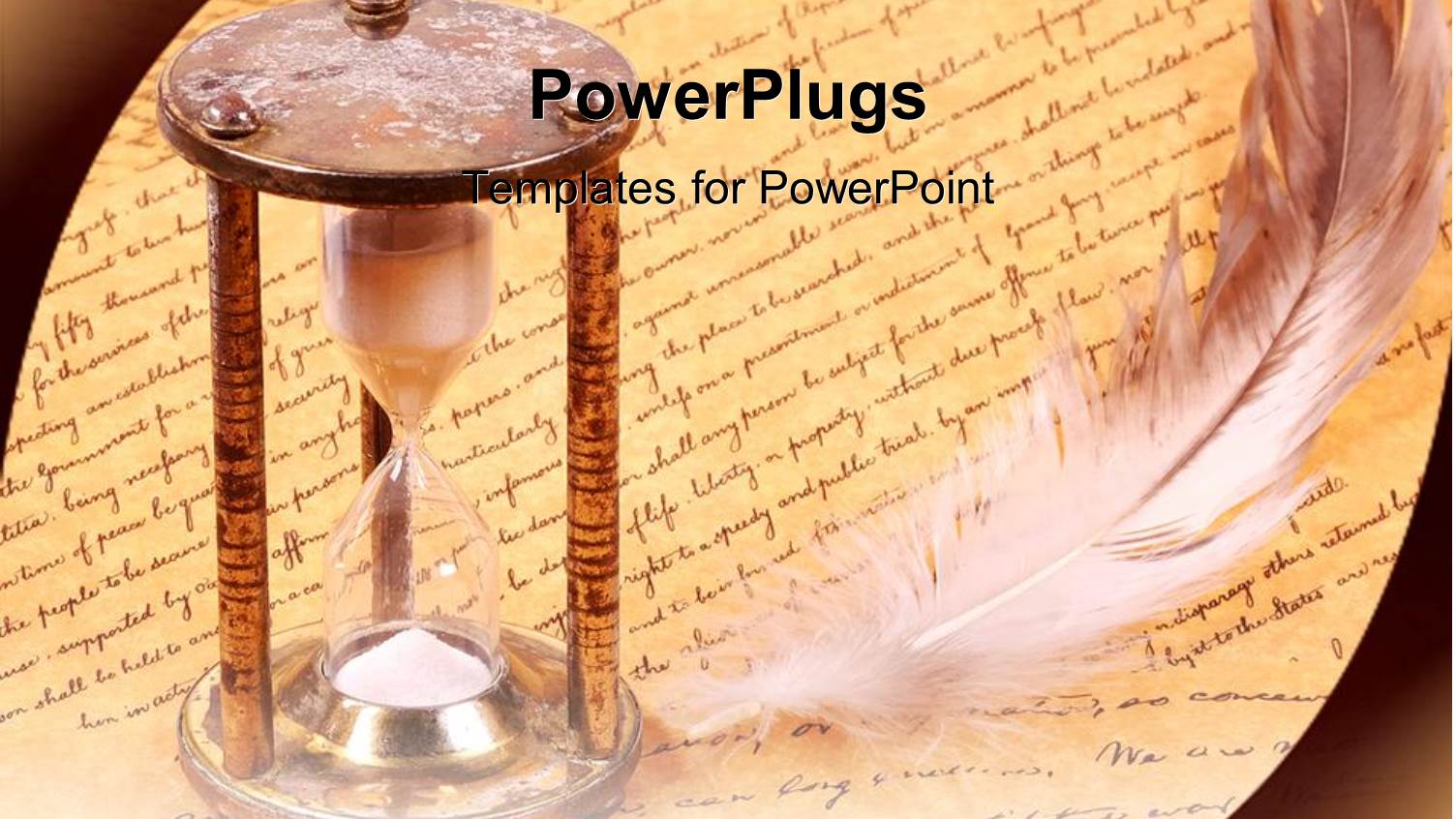 Old Fashioned Hourglass and Feather with Scroll History