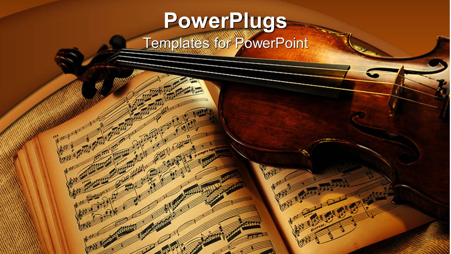 Old Violin Laying on Brown Music Book Showing Musical Notes