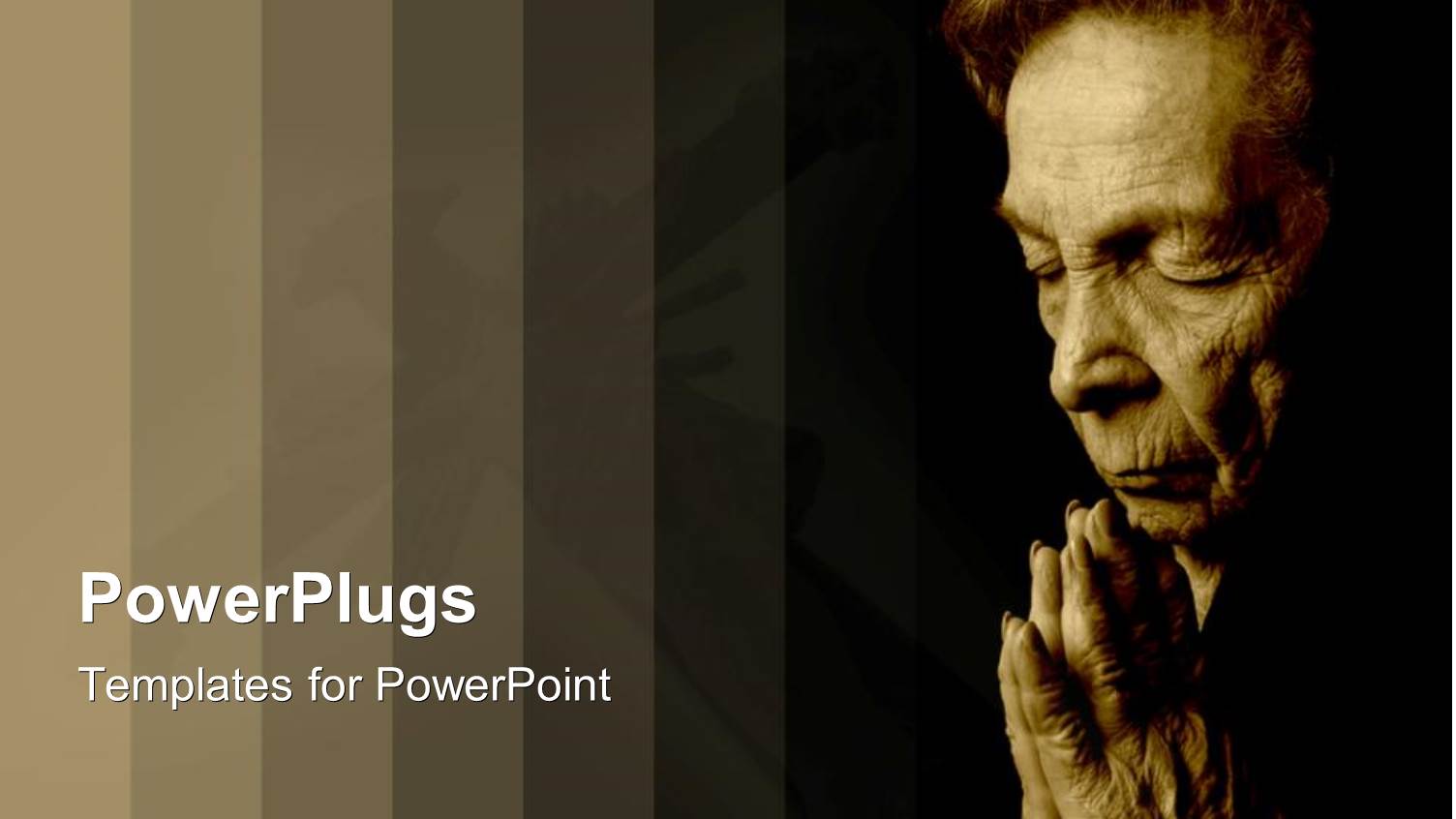 Old Woman Saying her Prayers with Bars of Gradient Brown Color