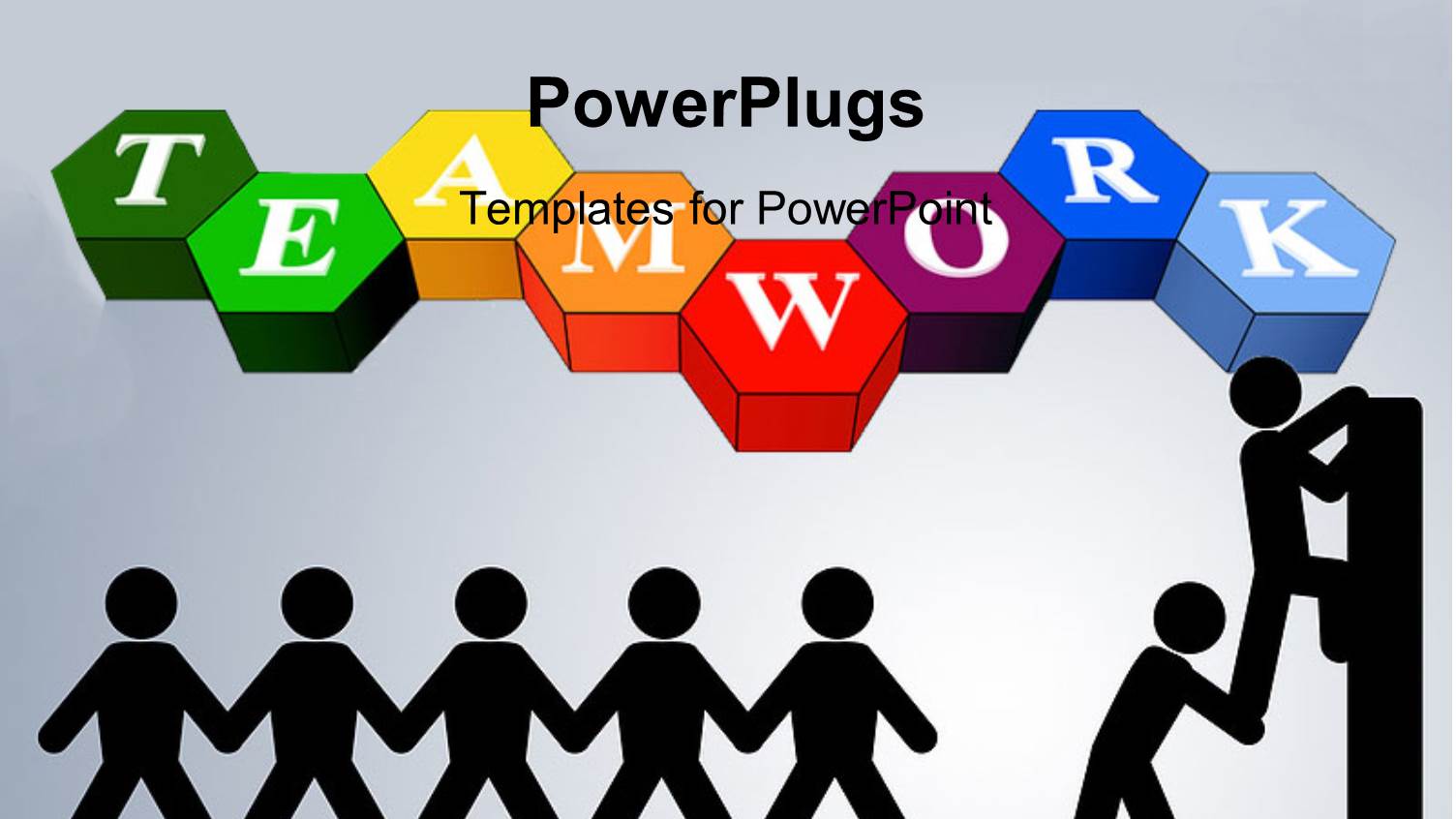 One Stick Figure Helping Another Climb Wall Below Team Work