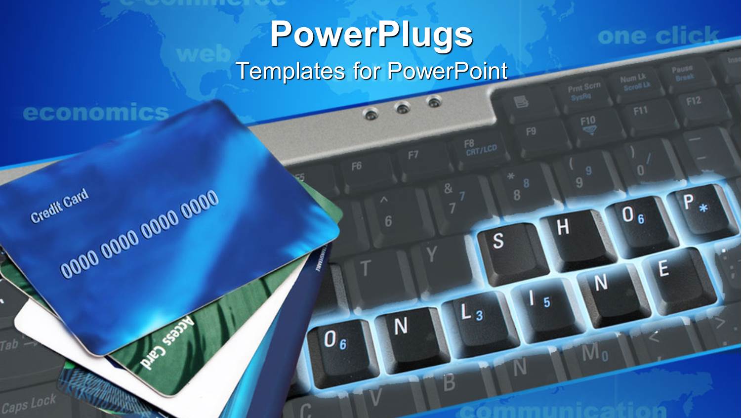 Online Shopping Motif with Shop Online Keyboards and Credit Cards, E Commerce