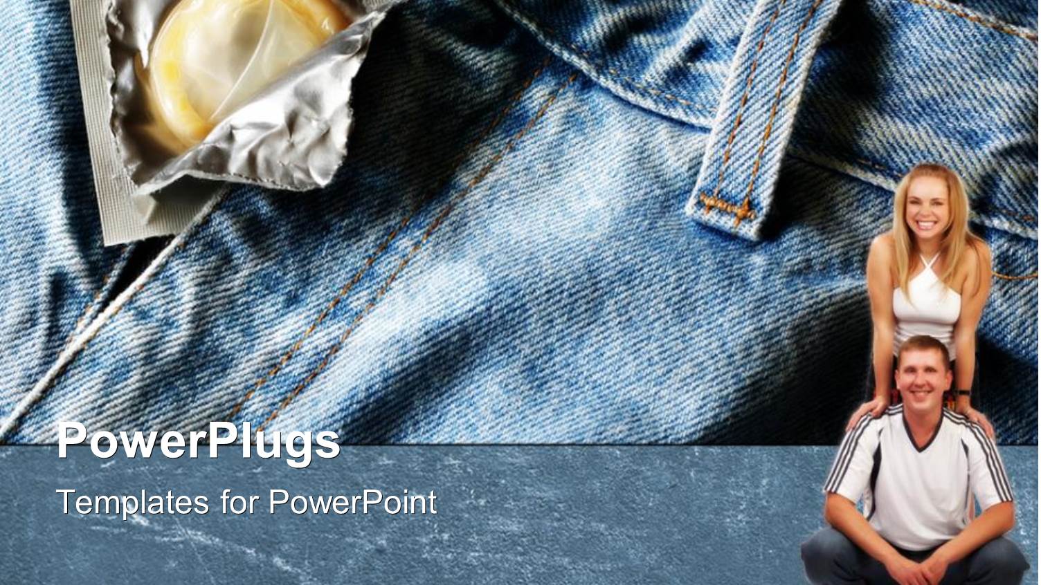 Open Bag of Condom on Jeans Couple Man and Woman