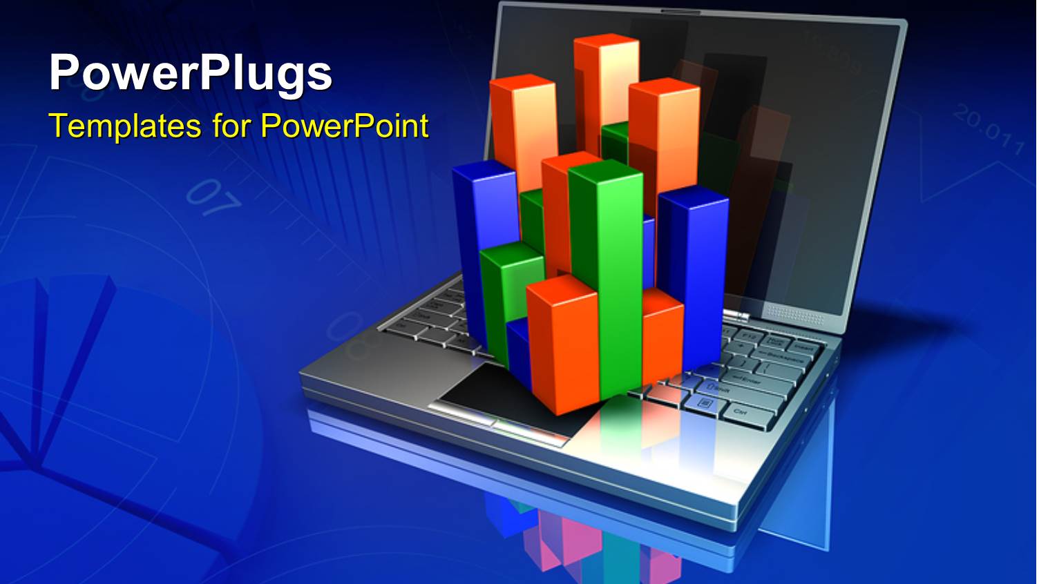 an Open Laptop with a Colorful Cube Bar Chart