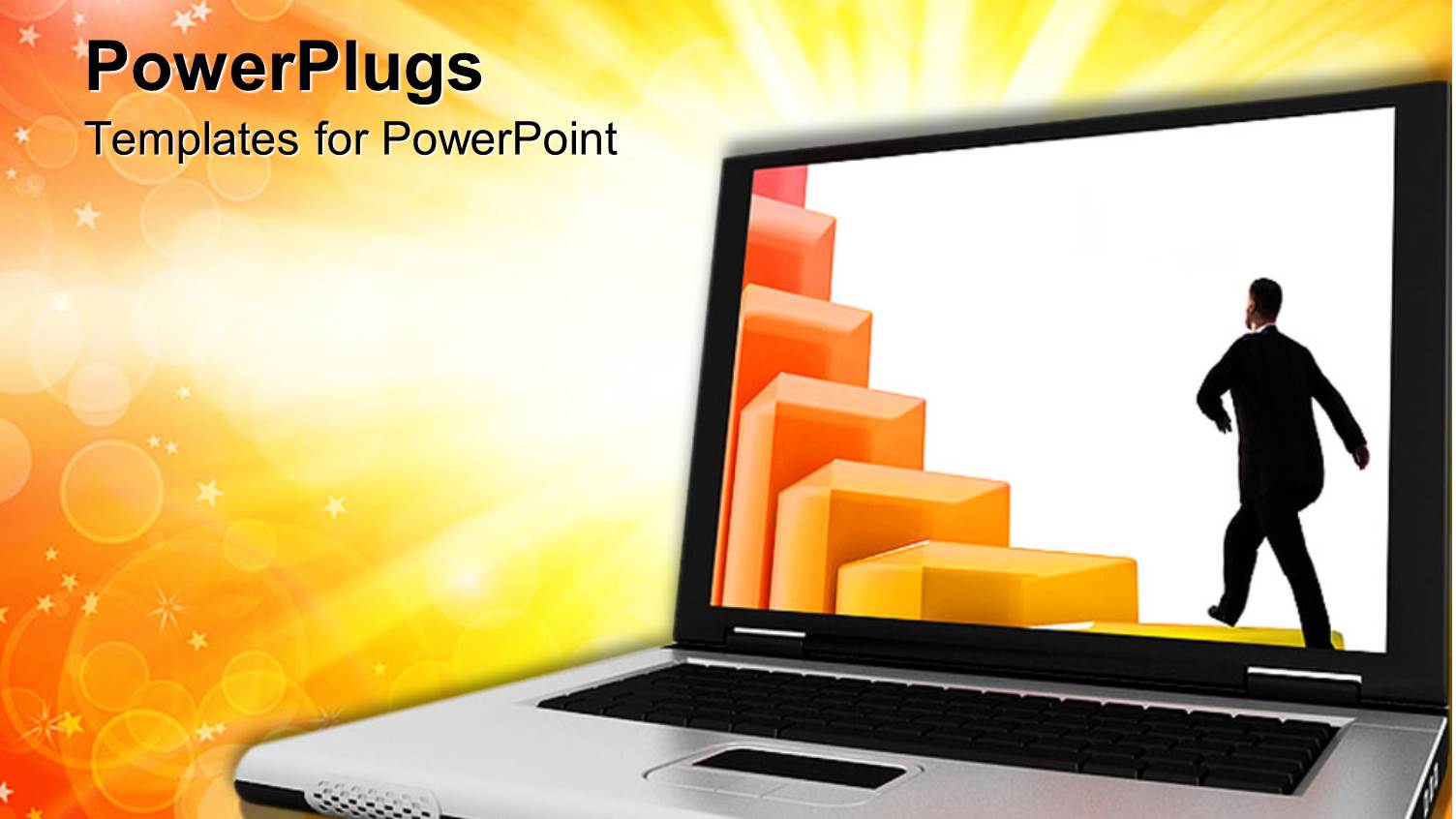 Open Laptop Displaying a Man Climbing on a Graph