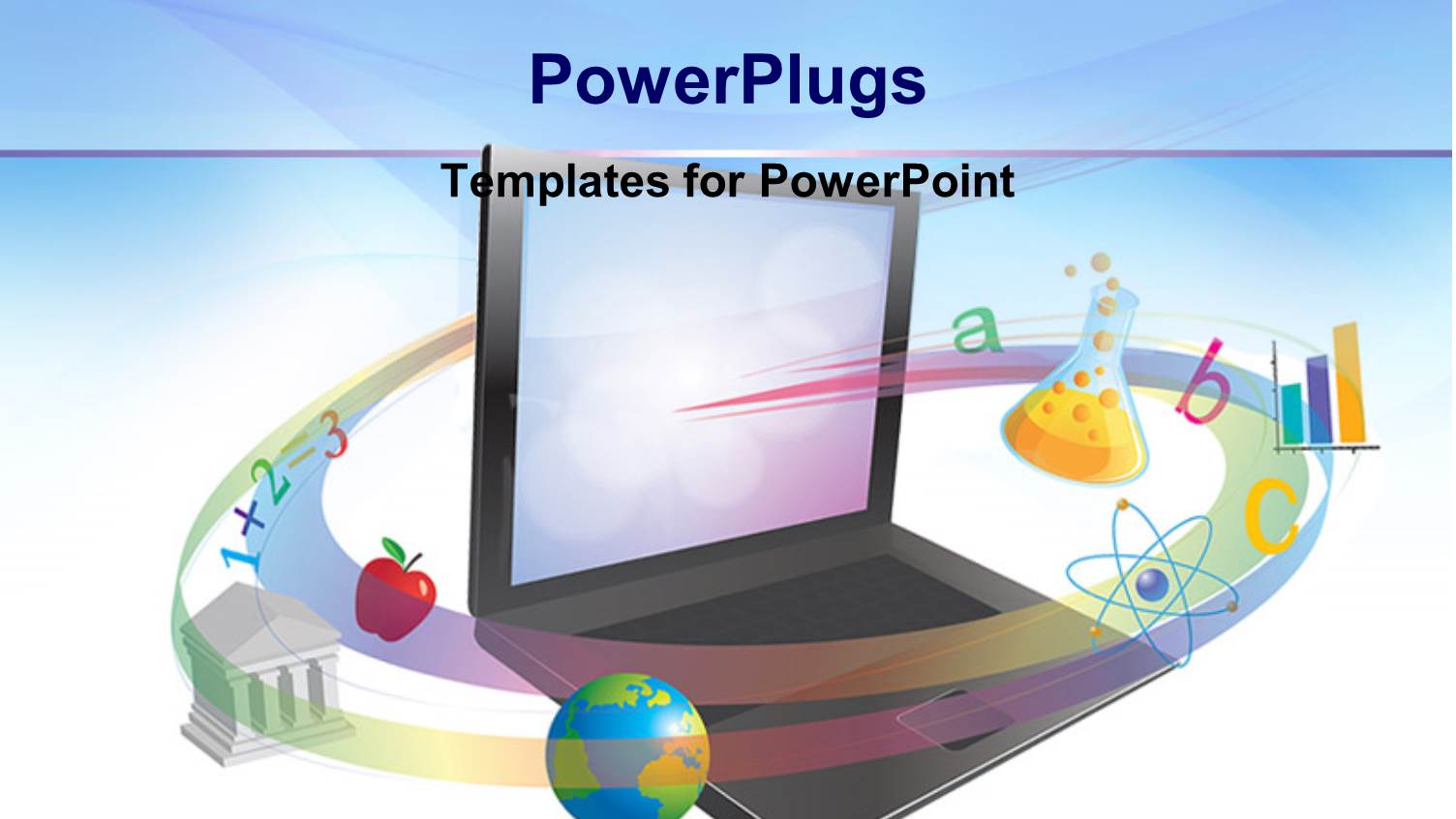 Open Laptop Surrounded by Swirl of Educational Images