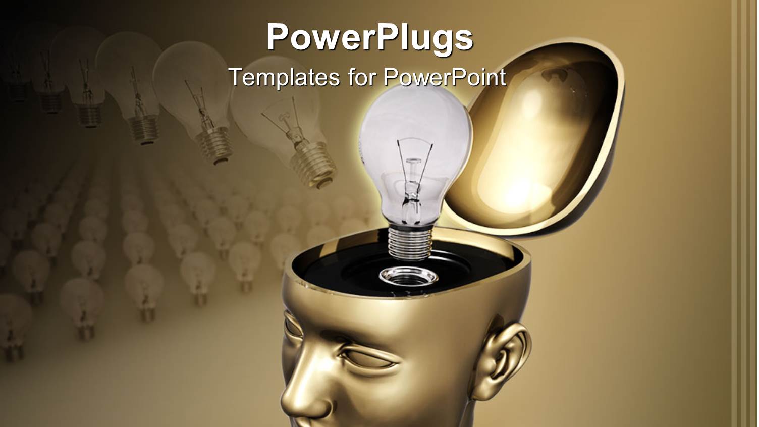 Open Top Gold Head with Idea Light Bulb