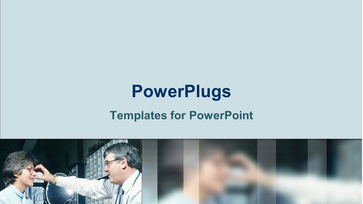 a Optometrist Examining a Patient with Bluish Background