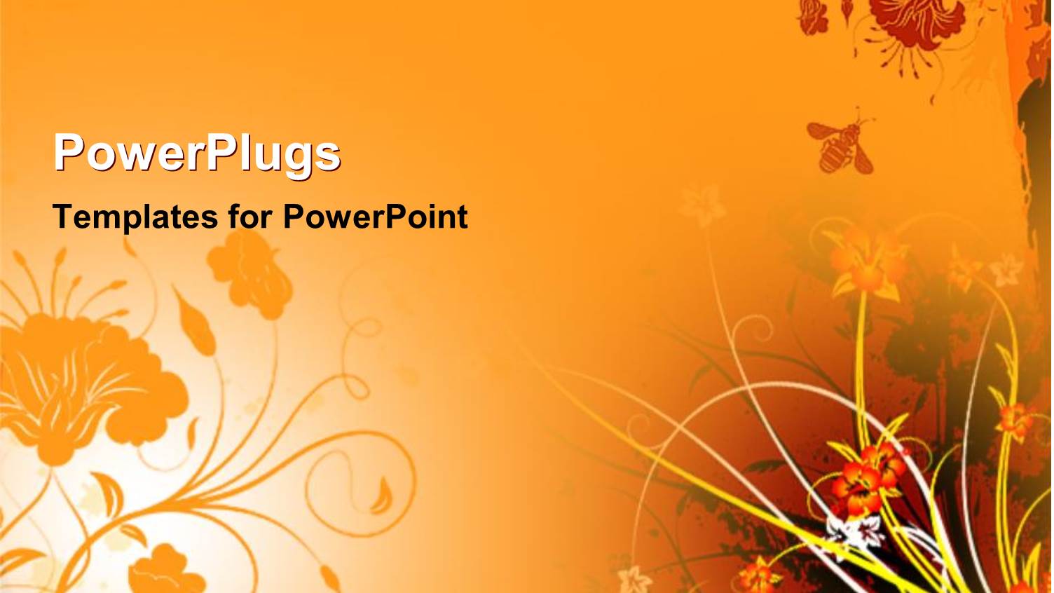 Orange Background with Flowers and Bee