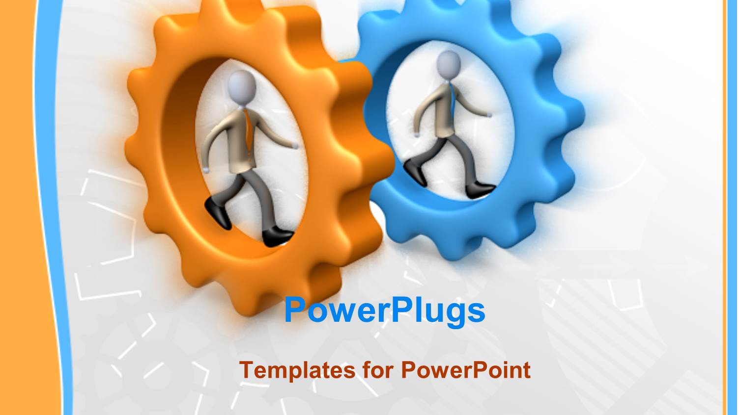 Orange and Blue Gears with Human Figures in them