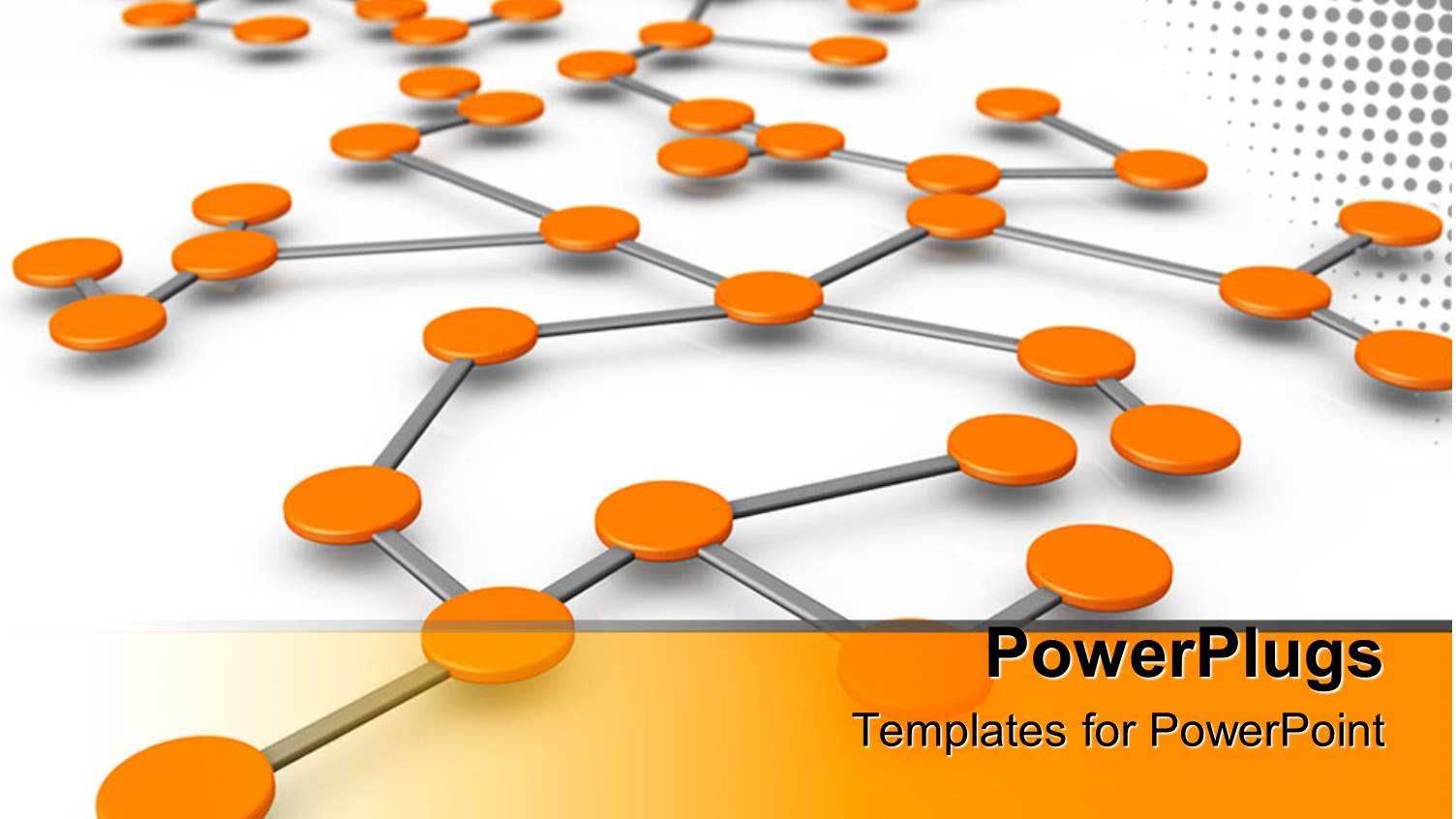 Orange Circles Connected with Aluminium Poles on White Background