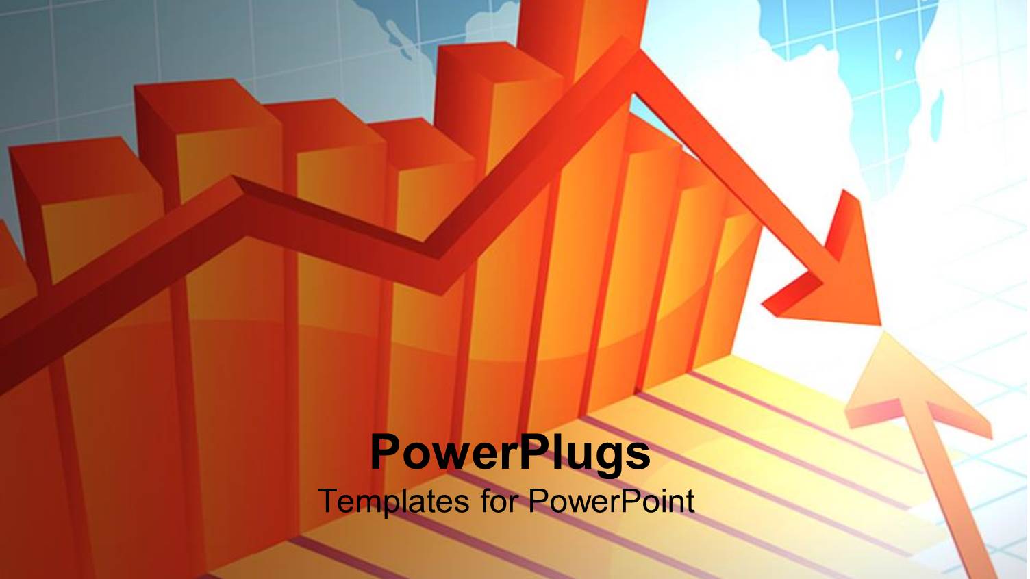 Orange Colored Bars and Arrows with a Blue World Map