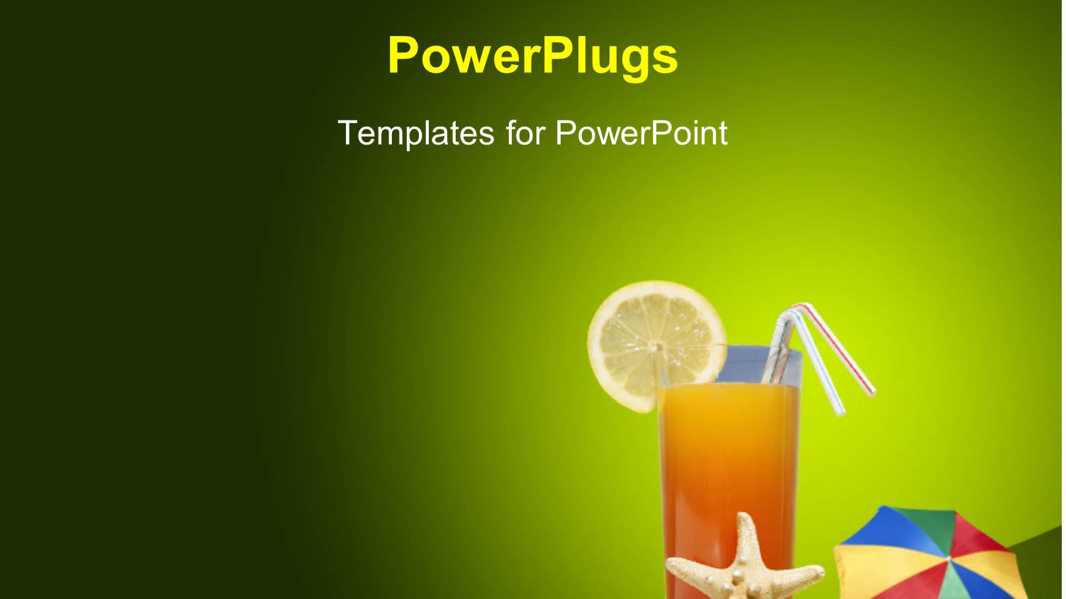 Orange Colored Cocktail with Parasol Over Green Background 