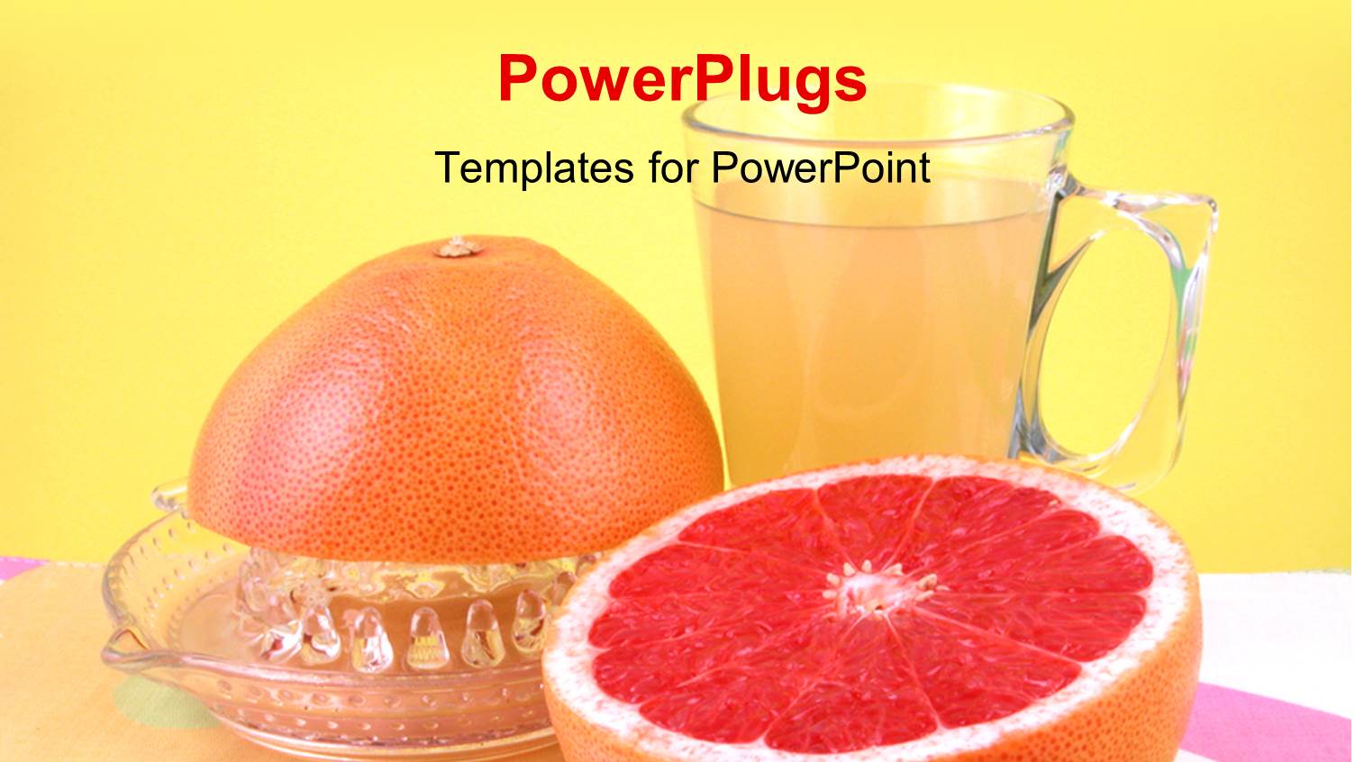 an Orange with a Cup of Juice and Yellowish Background