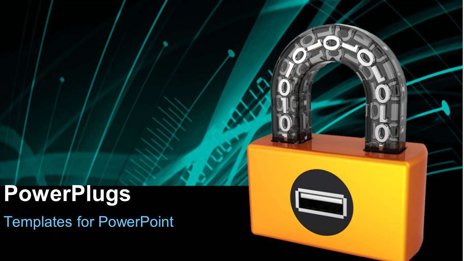 Orange Digital Padlock with Binary Code in Transparent Arch and Tech Design in the Background