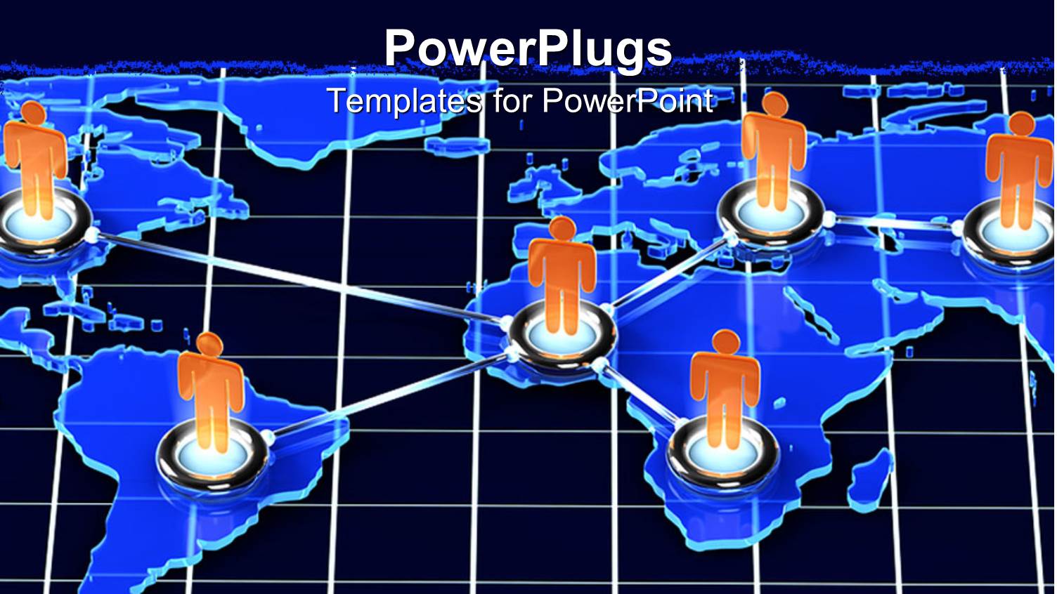 Orange Paper Men Standing on Several Locations on World Map Connected Together 
