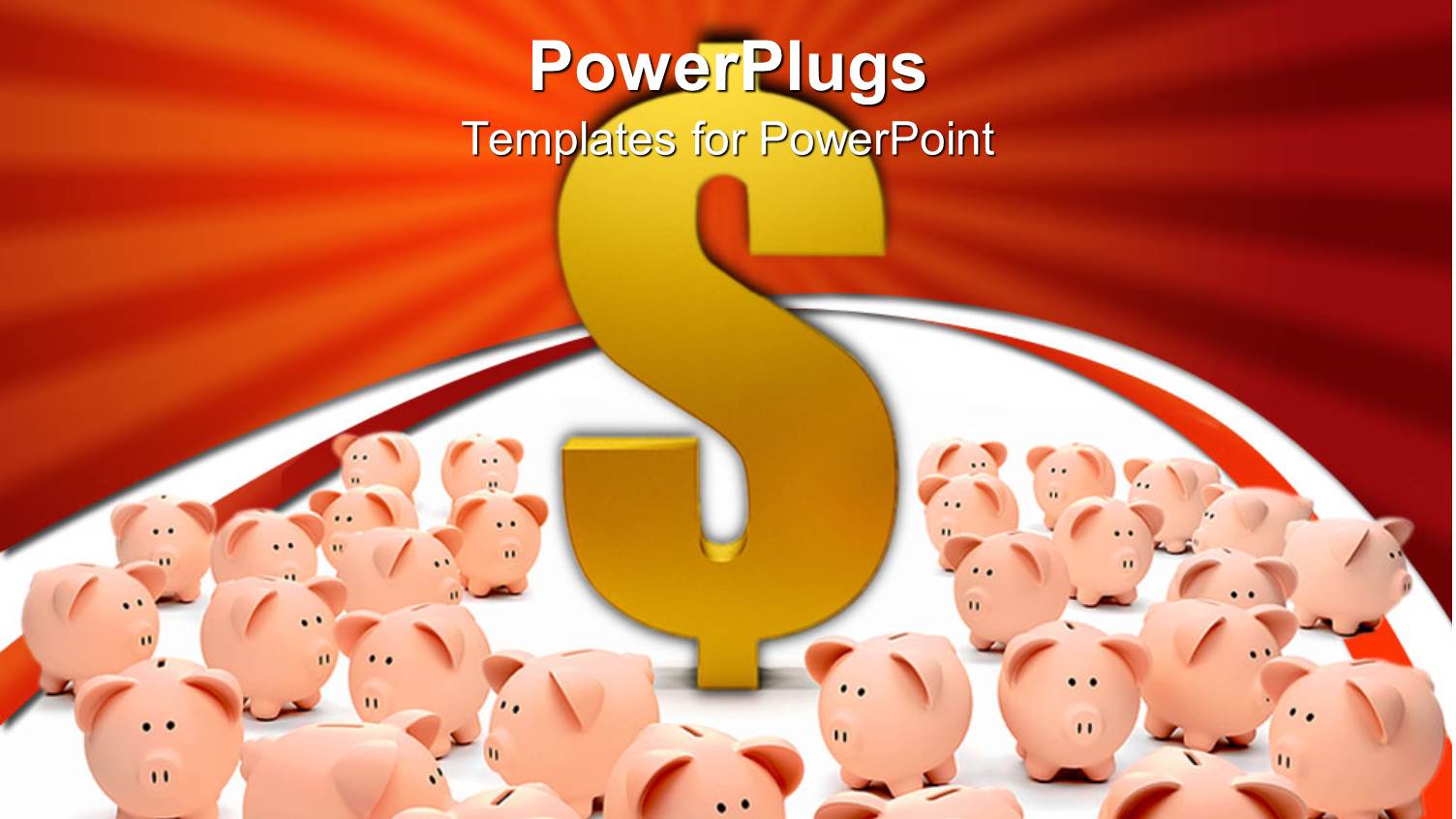 Orange Piggy Banks Surrounding large Golden Dollar Sign