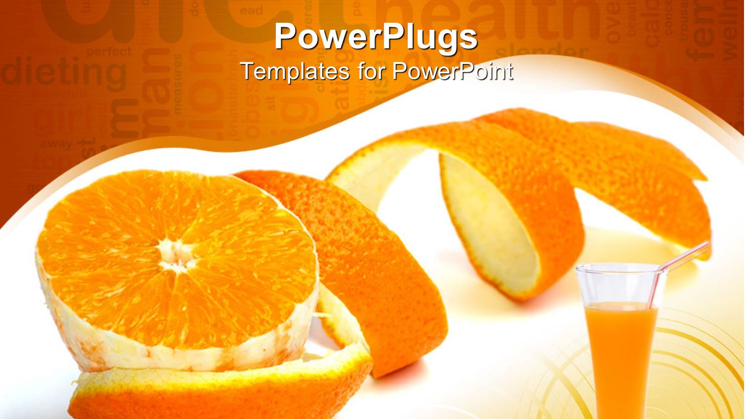 Orange Slice and Spiral-Shaped Peel Next to Orange Juice Glass