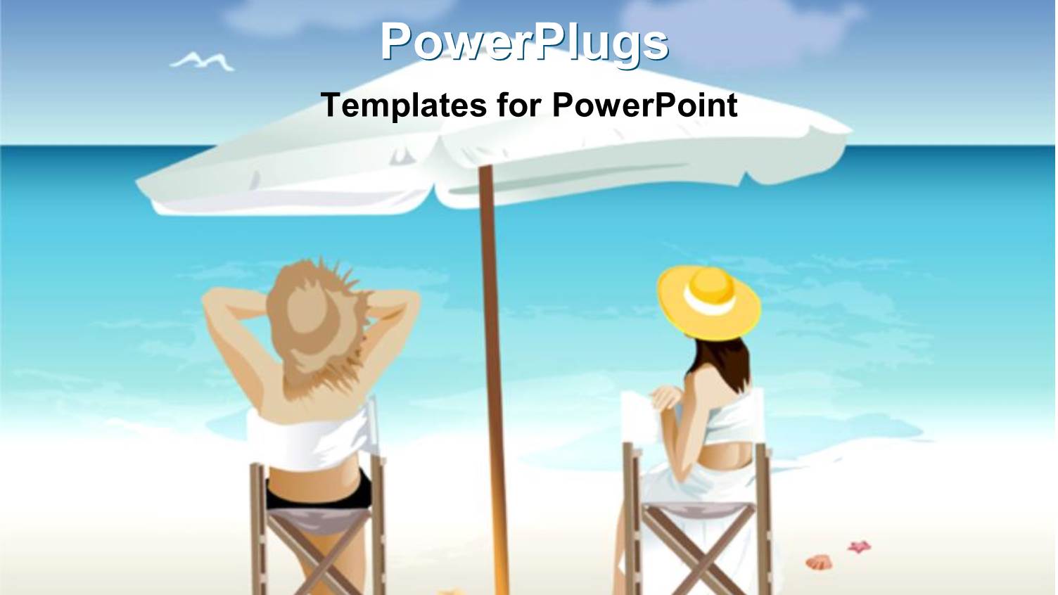 a Painting of Two Ladies Under a Tent on a Beach