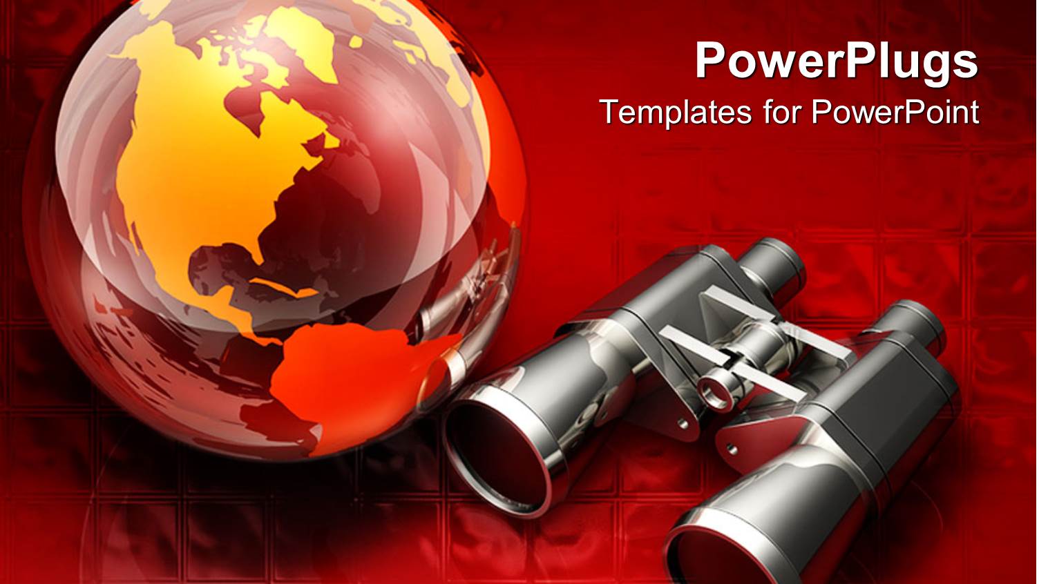 a Pair of Binoculars with Globe and Red Background