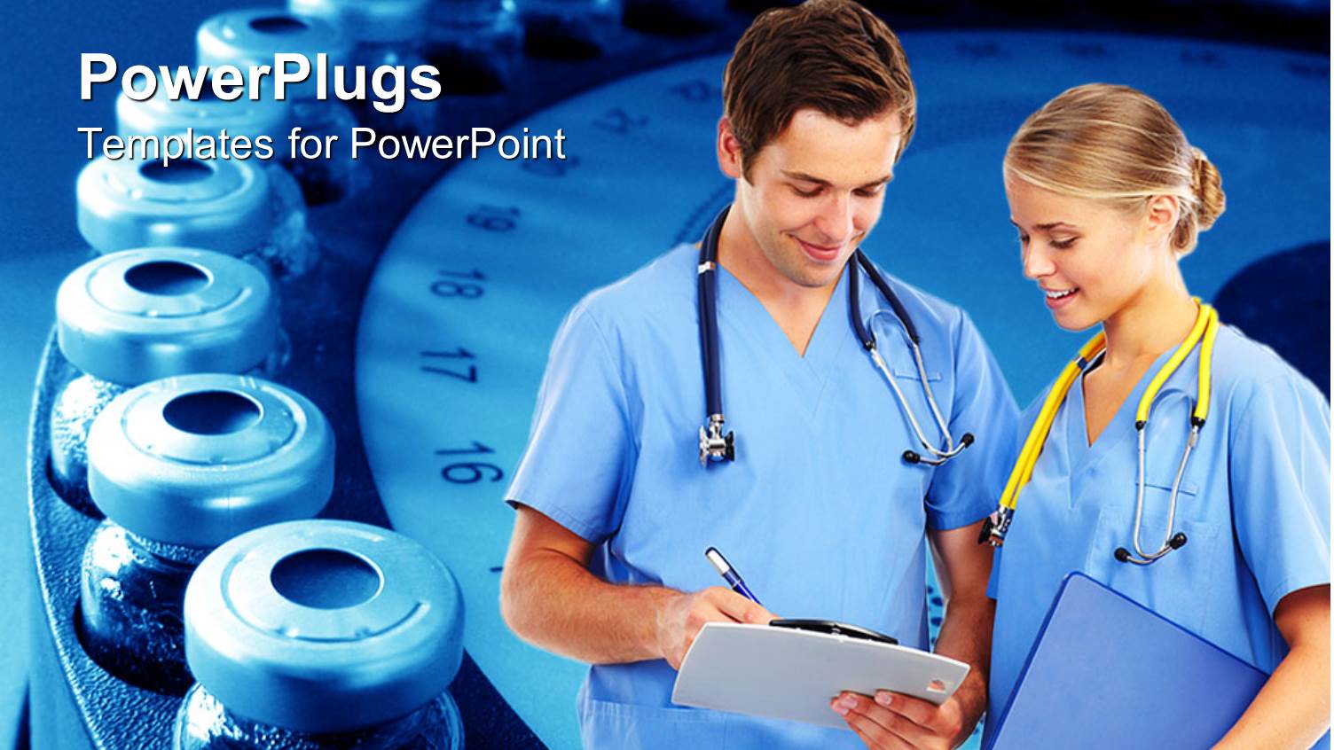 a Pair of Doctors Smiling after Watching a Report