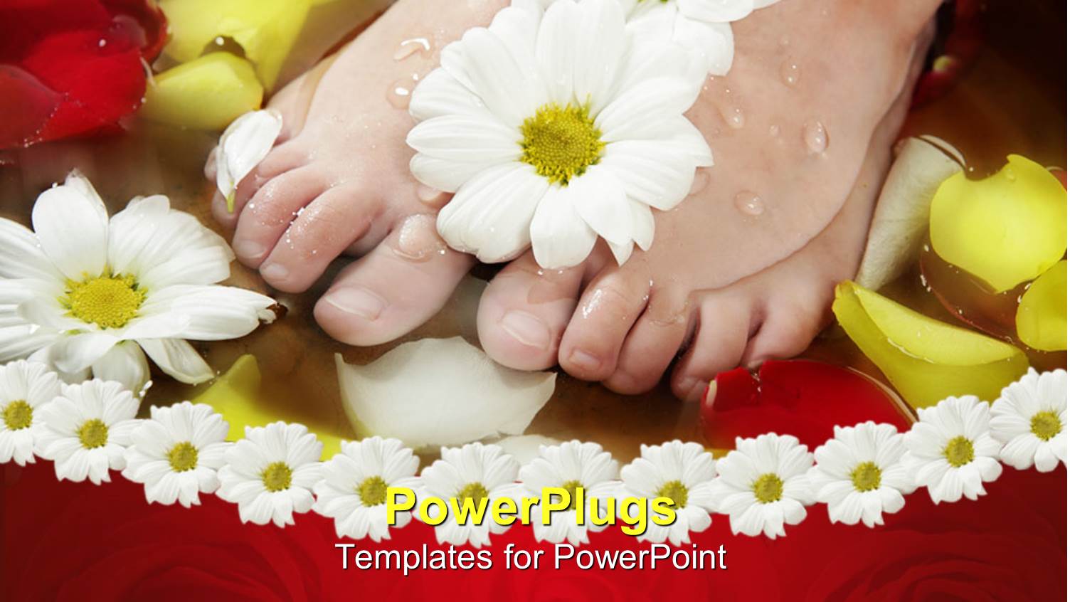 a Pair of Feet with Flowers and Water