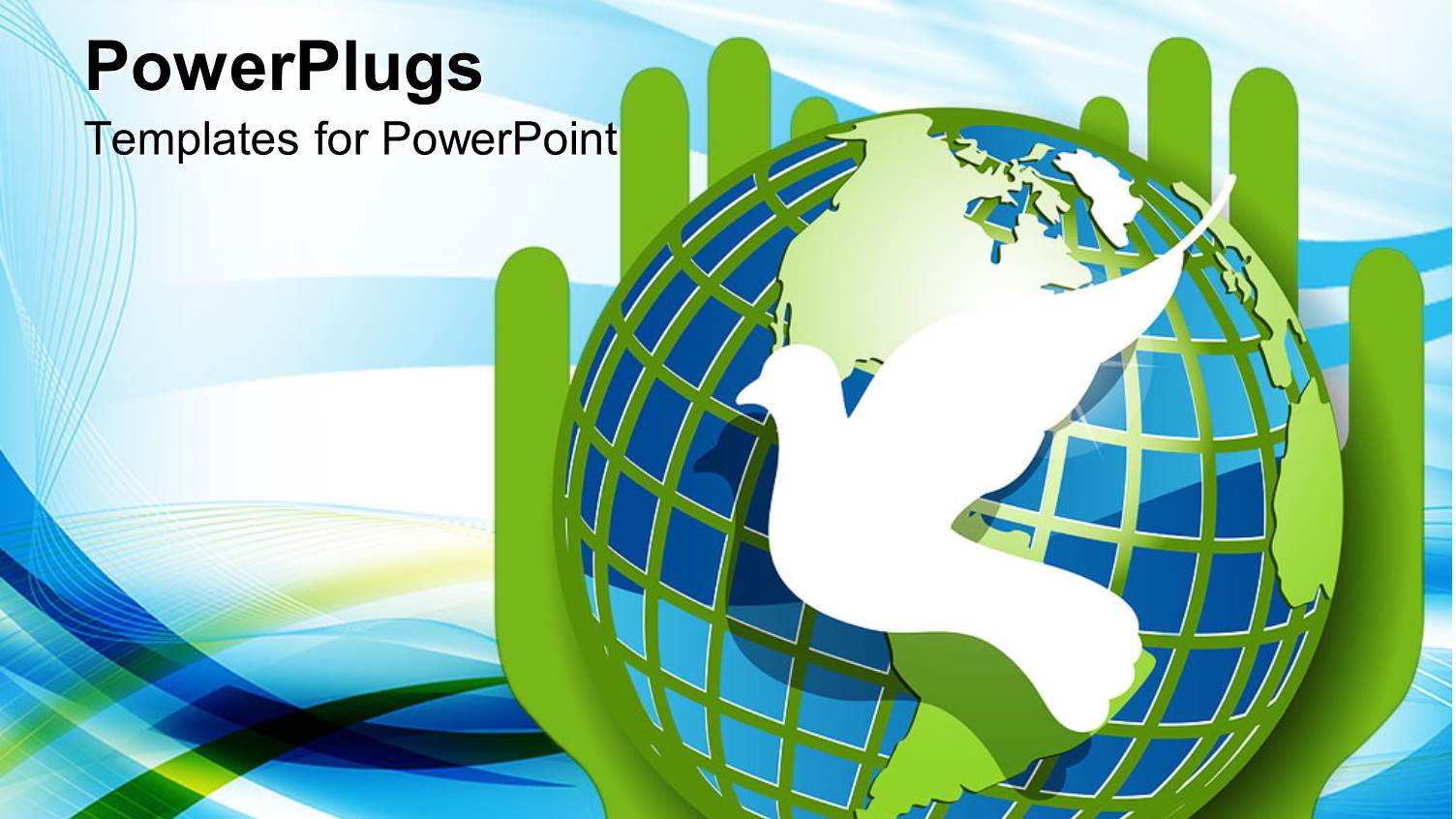 Pair of Green Hands Holding an Earth Globe with a White Dove