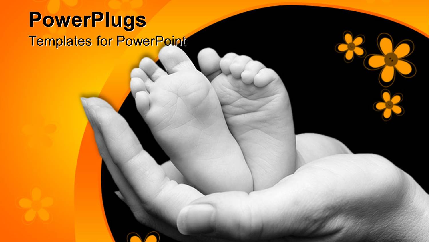 a Pair of Hand Holding Young Baby's Feet with Flowers in the Background