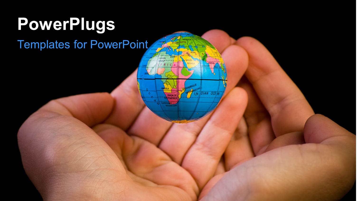 a Pair of Hands with a Globe and Blackish Background