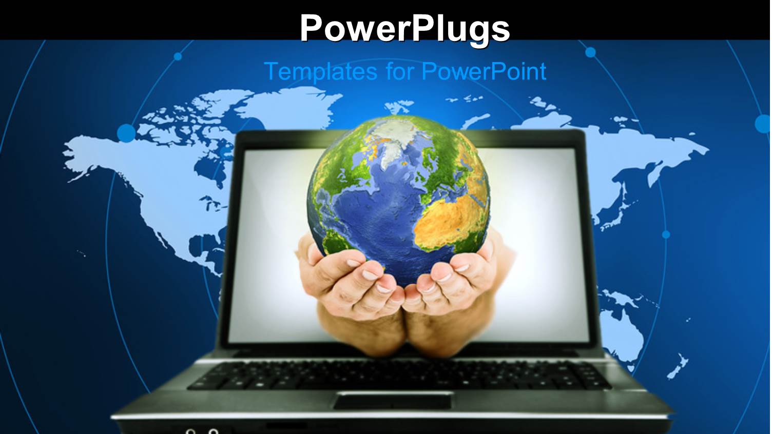 a Pair of Hands with a Globe and a Laptop