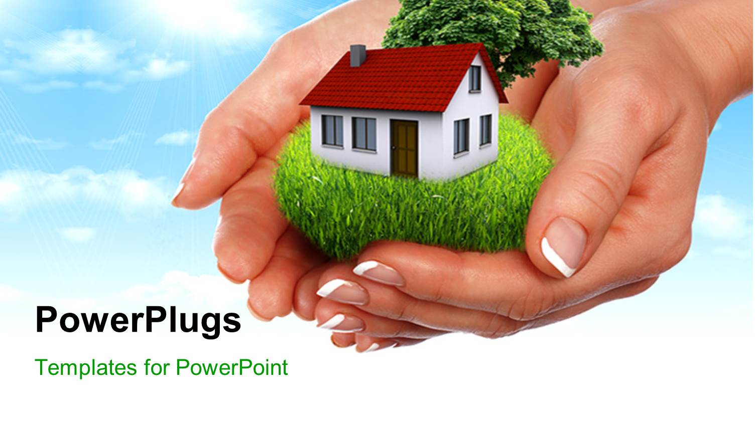 a Pair of Hands Holding the House with Sky in the Background