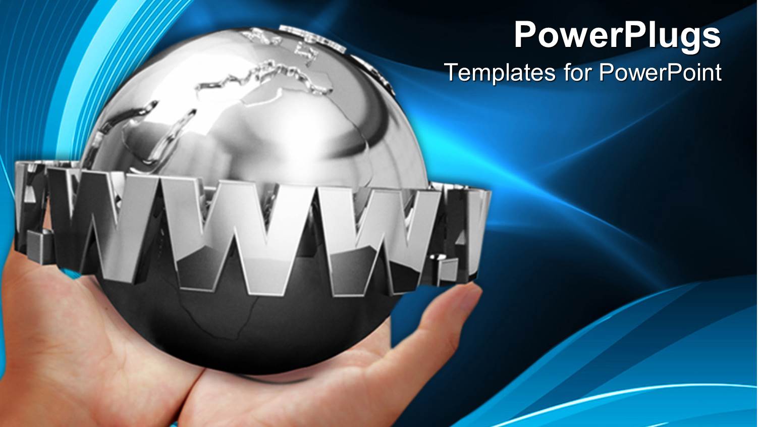 a Pair of Hands Holding Up a 3D Silver Colored Globe with some Text