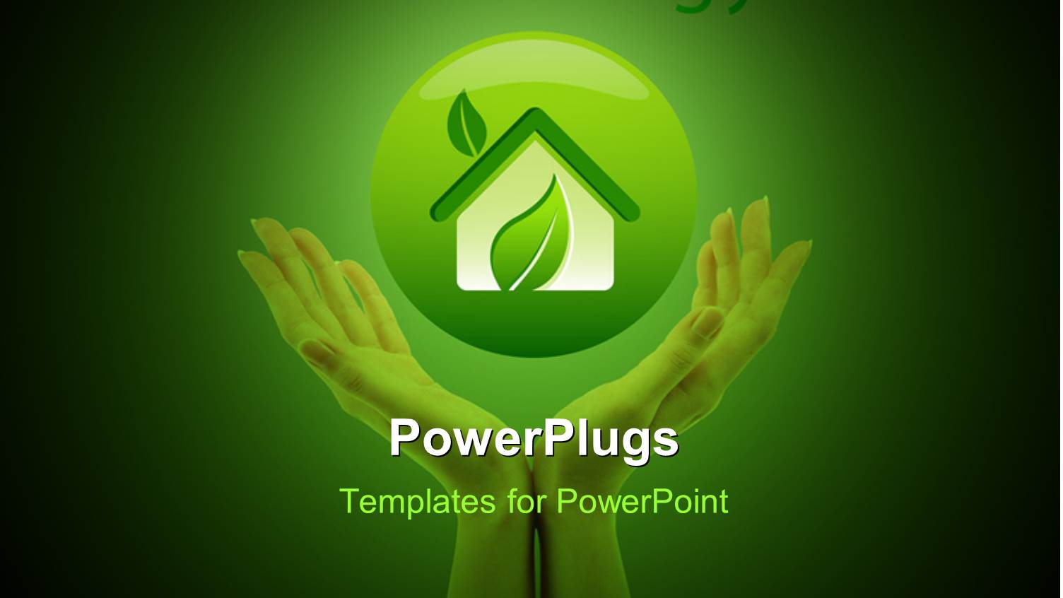 a Pair of Hands Holding Up a House in a Green Shinny Ball