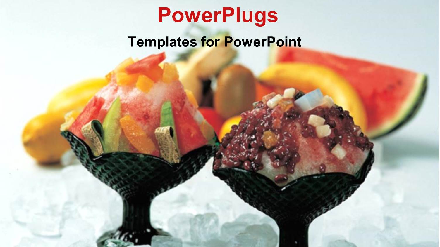 a Pair of Ice Cream Cups with Ice in the Background