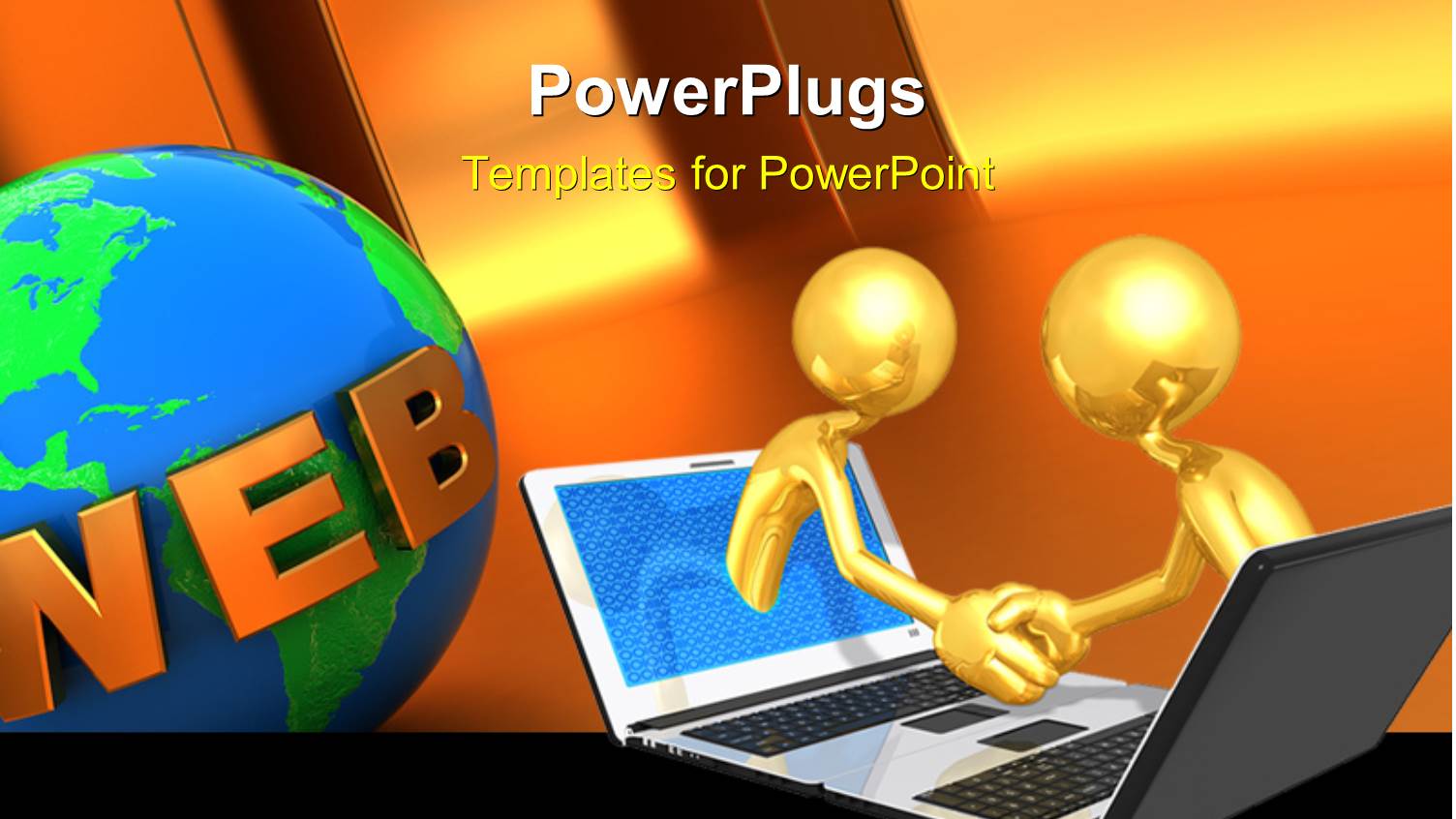 a Pair of Laptops with a Golden Background and Globe