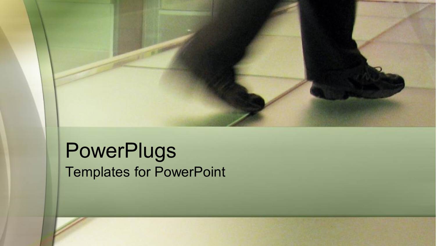 a Pair of Legs in Black Trousers Walking Fast on a Tiled Floor