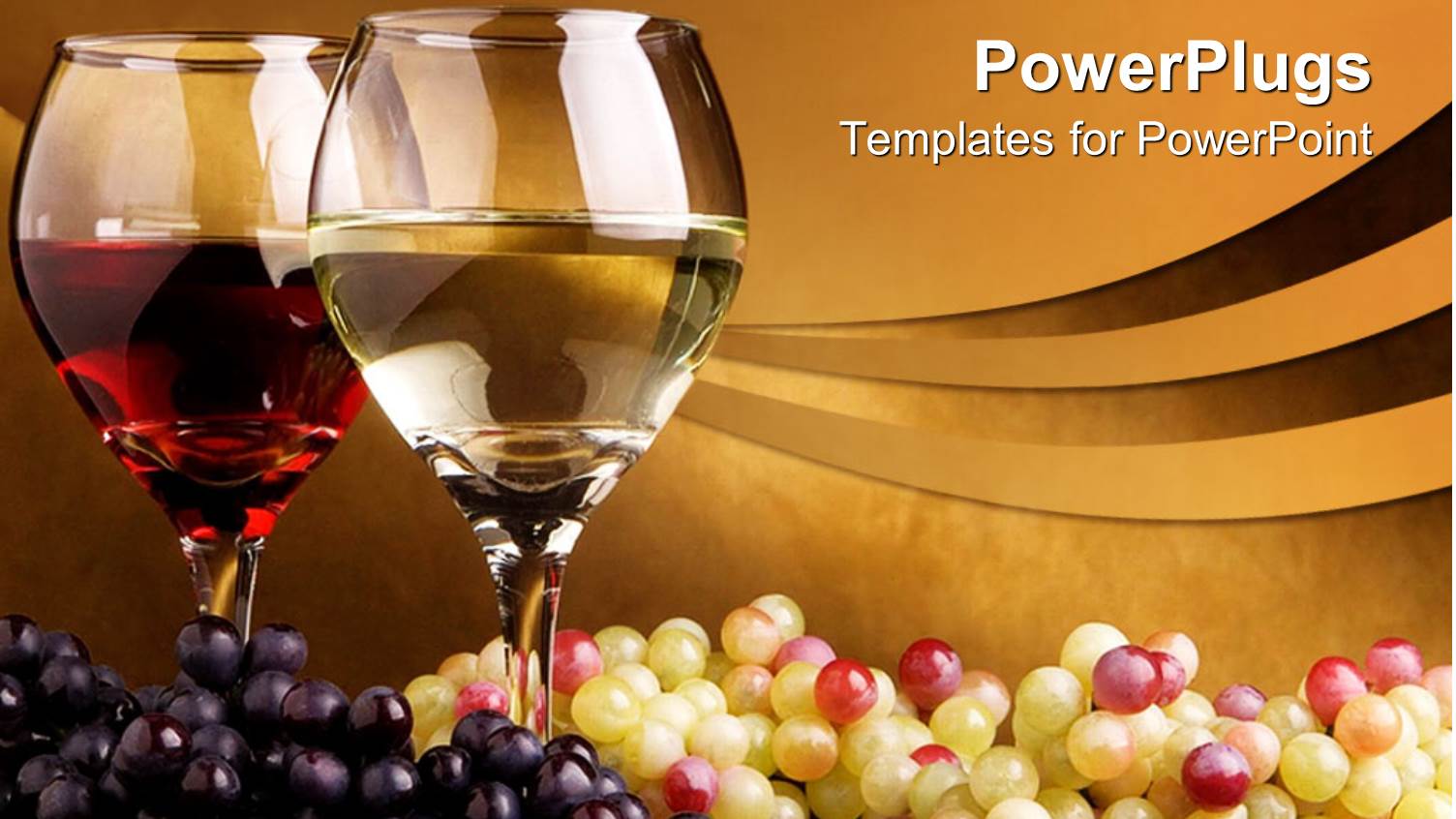 Pair of Wine Glass Filled with Wine and Bunch of White and Black Grapes