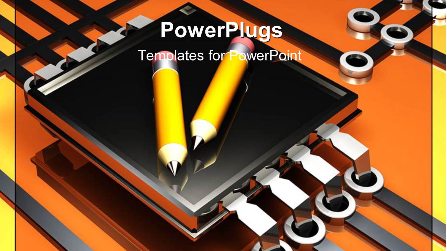 Pair Yellow Pencils on Top of Microchip