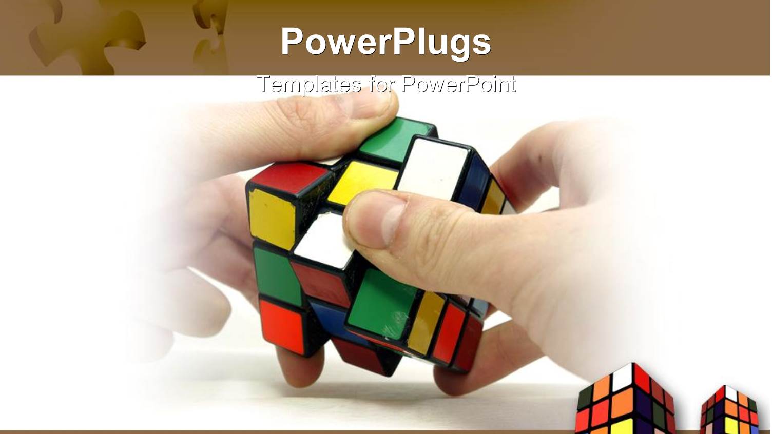 a Pairof Hands Working on a Rubix Cube and Two other Cubes on the Background