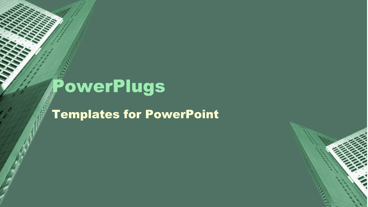 a Pale Green Colored Background with Two Tall Buildings