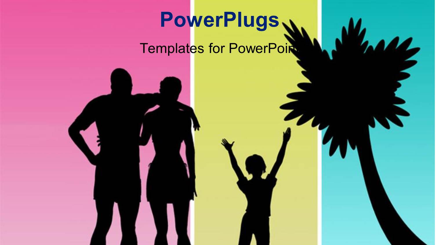 a Palm Tree with a Family and a Colorful Background