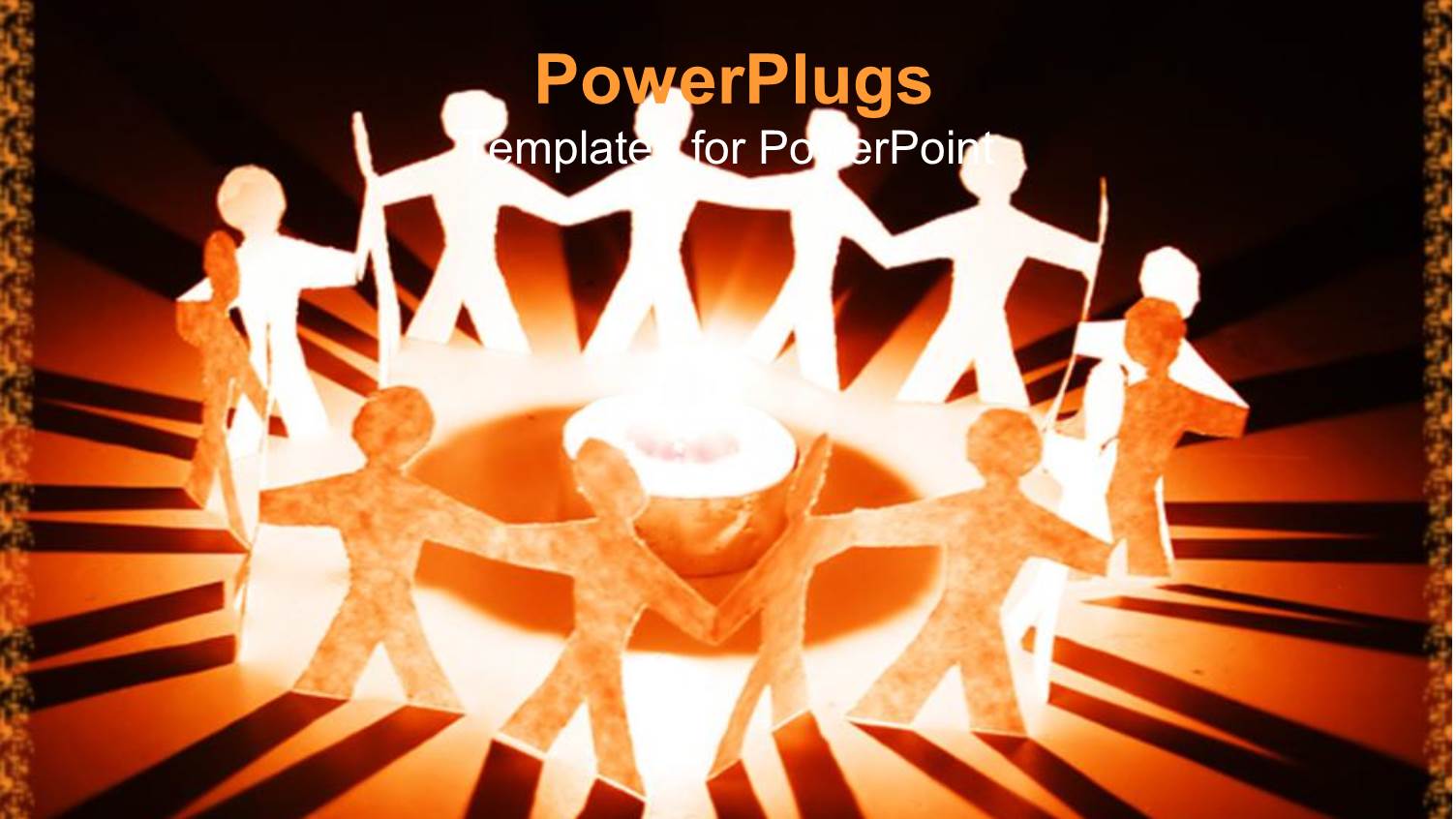 Paper Cut Human Images Standing Round a Bright Light