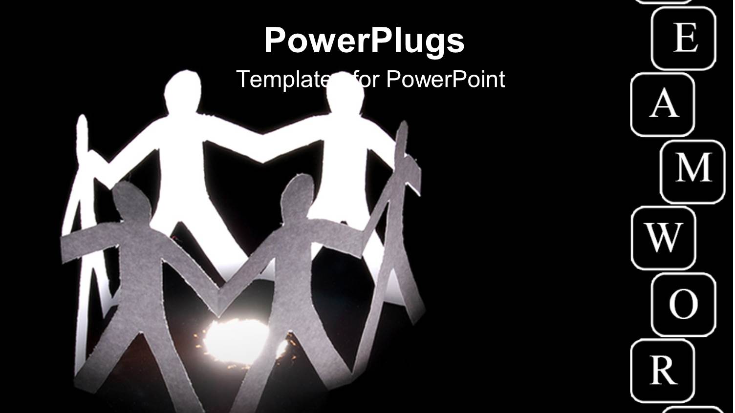 Paper Dolls Hold Hands in a Circle Around a Light and Word Teamwork