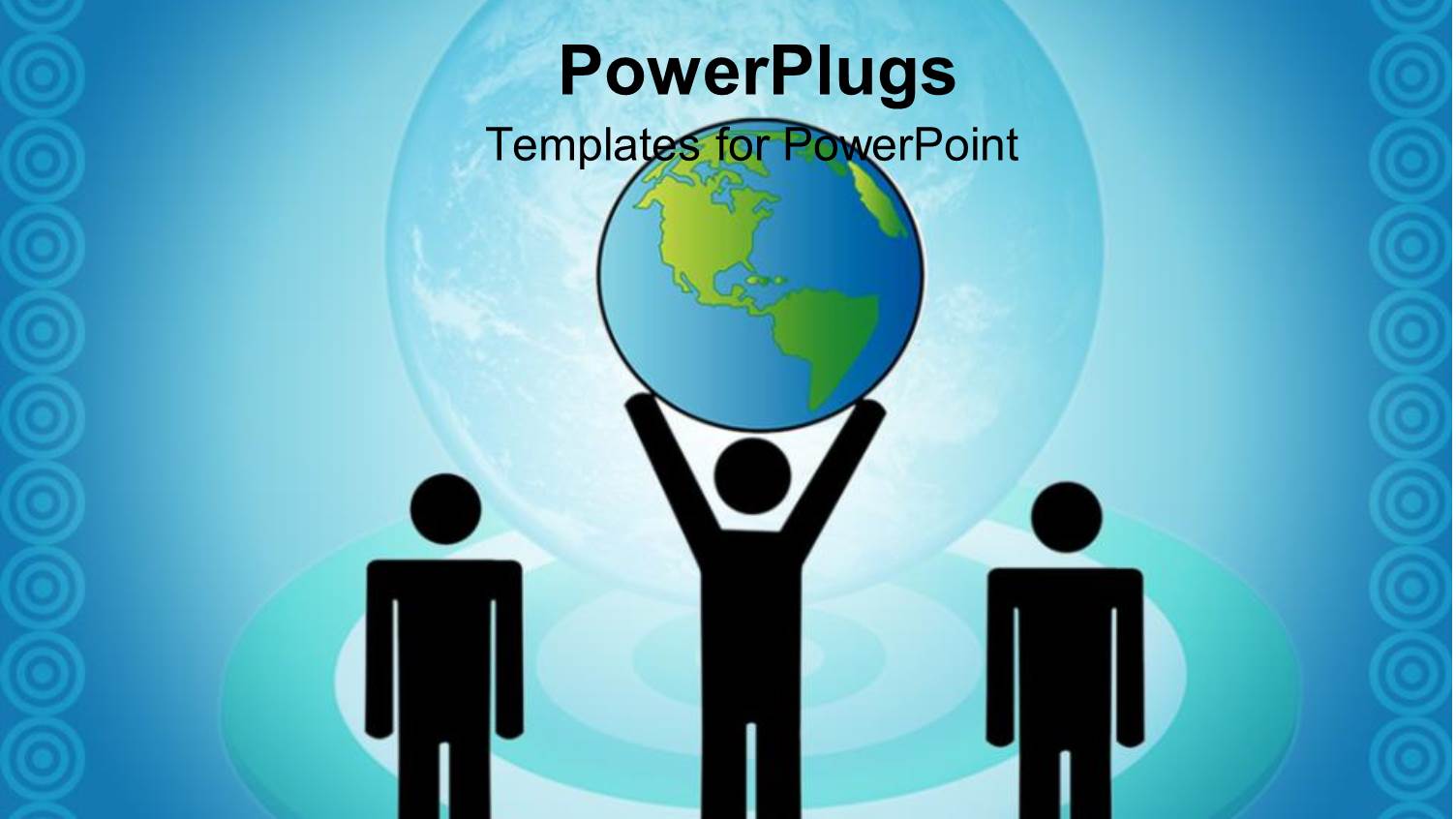 Paper Man Standing on Red Target Holds Up Earth Globe Over Blue Background