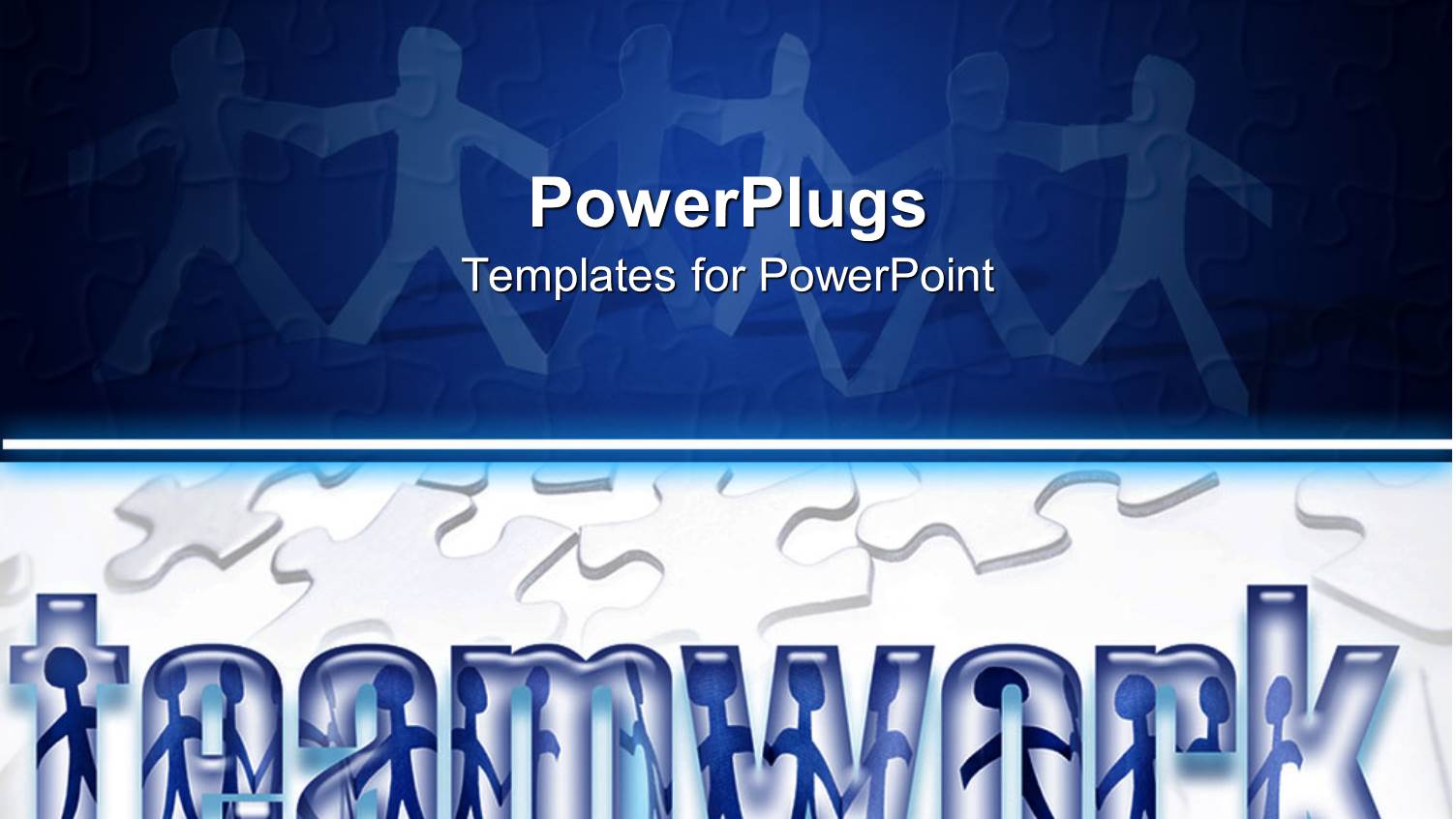 Paper Men Holding Hands in Background with Puzzle Pieces