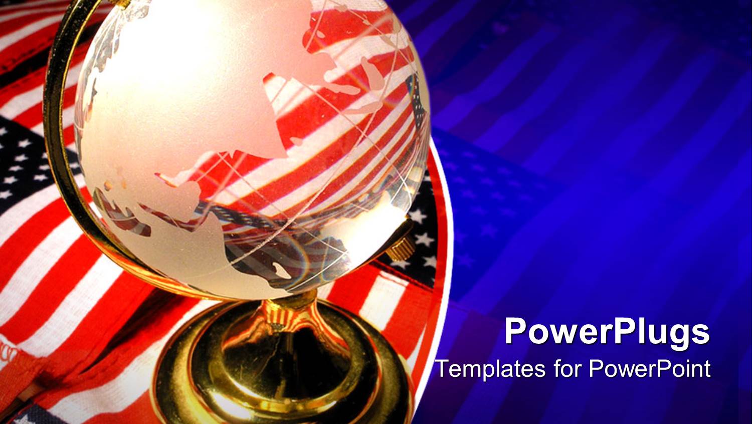 Partially Transparent School Globe with American Flags Laid on the Background