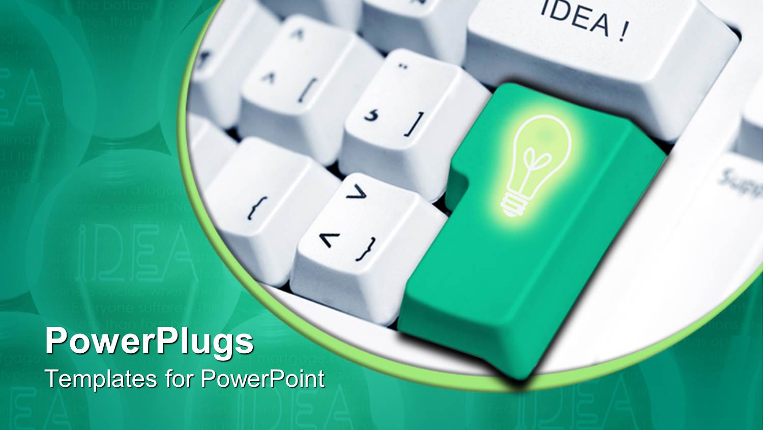 Parts of a Green and White Key Board with a Shinning Bulb