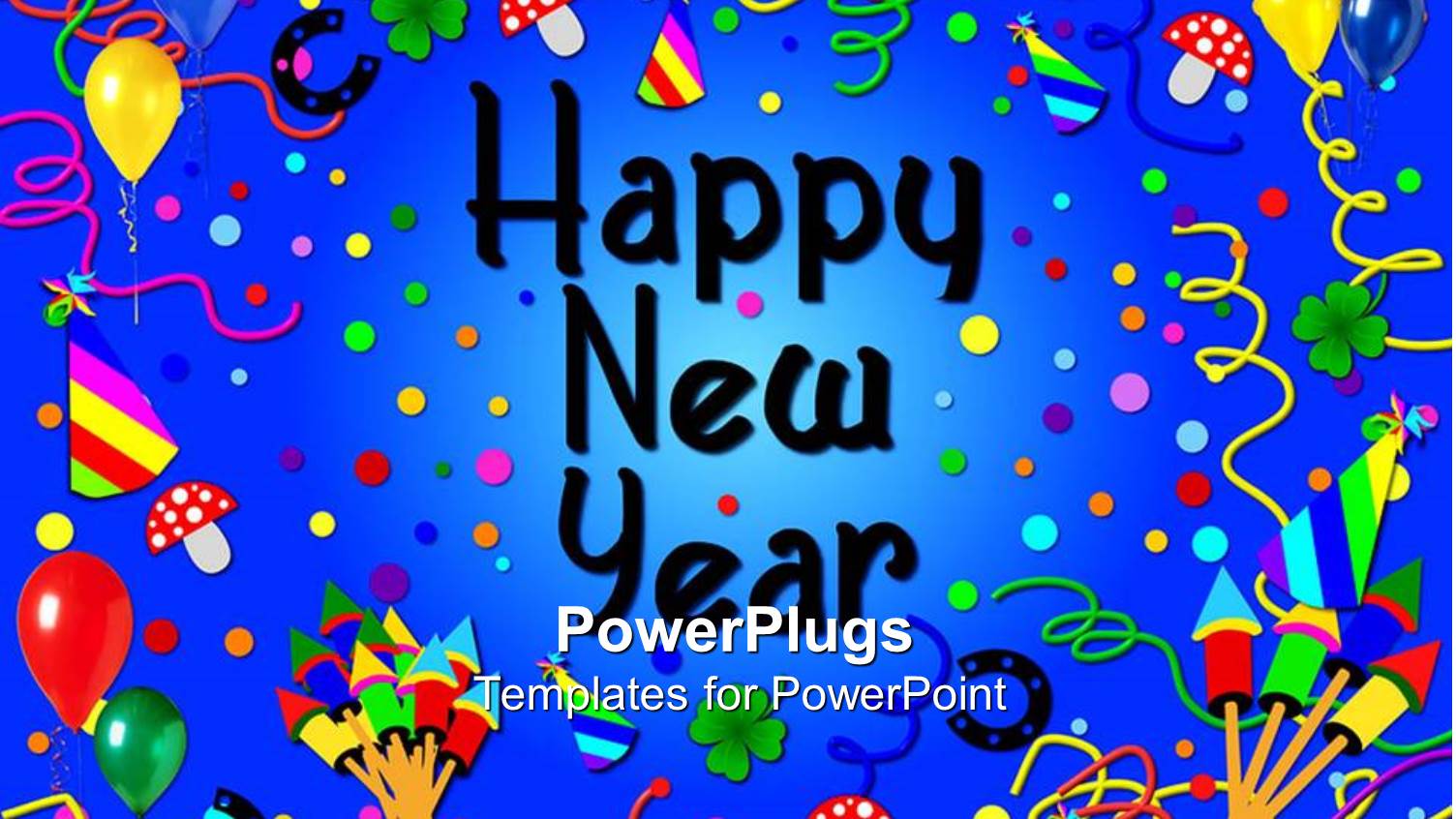 Party Scene with a Happy New Year Text on a Blue Background