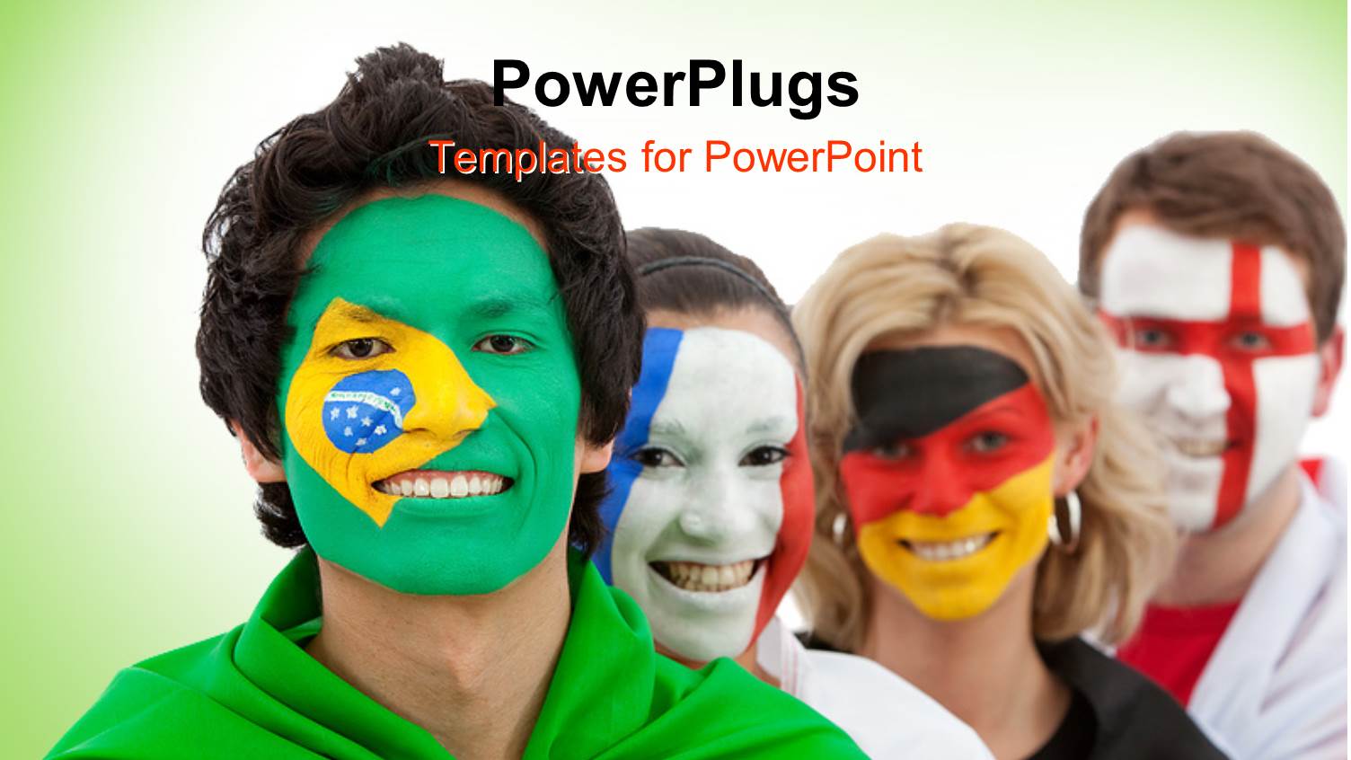 Patriotism , Group of People Having Faces Painted with Country Flags , Green Color